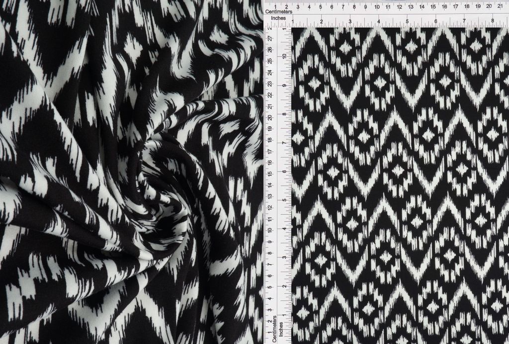 KNT2100-MS11196 / BLACK NEW / 96%POLY 4%SPAN DTY BRUSH TRIBAL PRINT