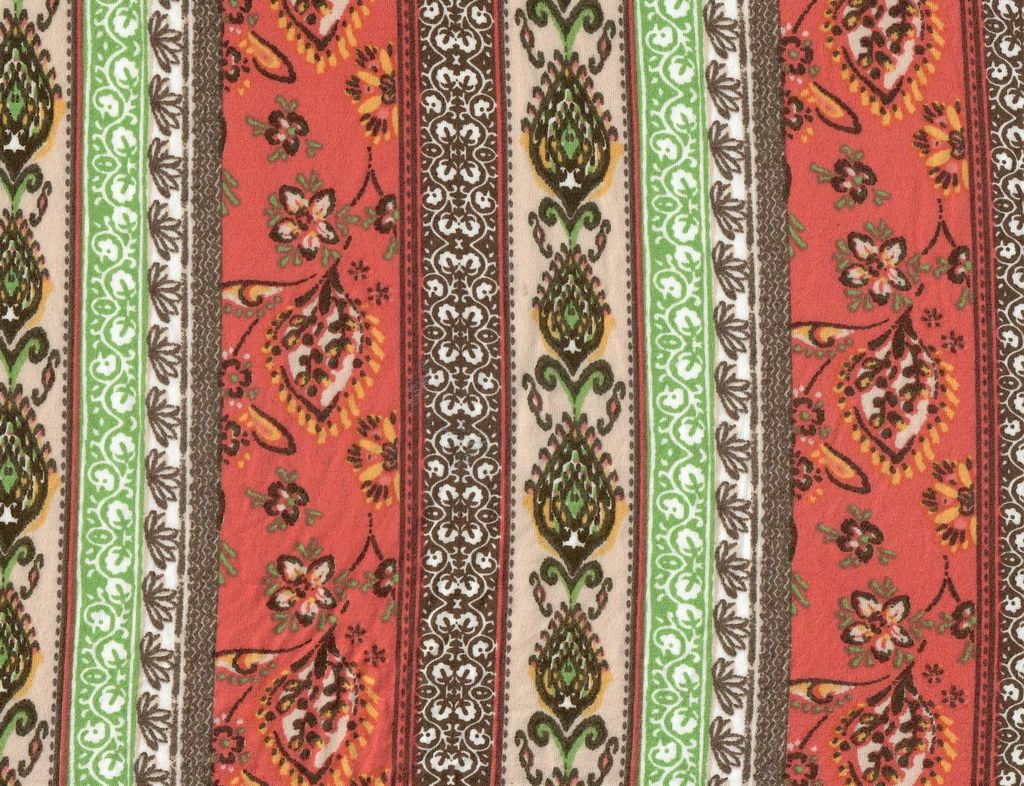 KNT4520-MS11330 / RUST / 96%POLY 4%SPAN DTY BRUSHED BOHO STRIPE PRINT