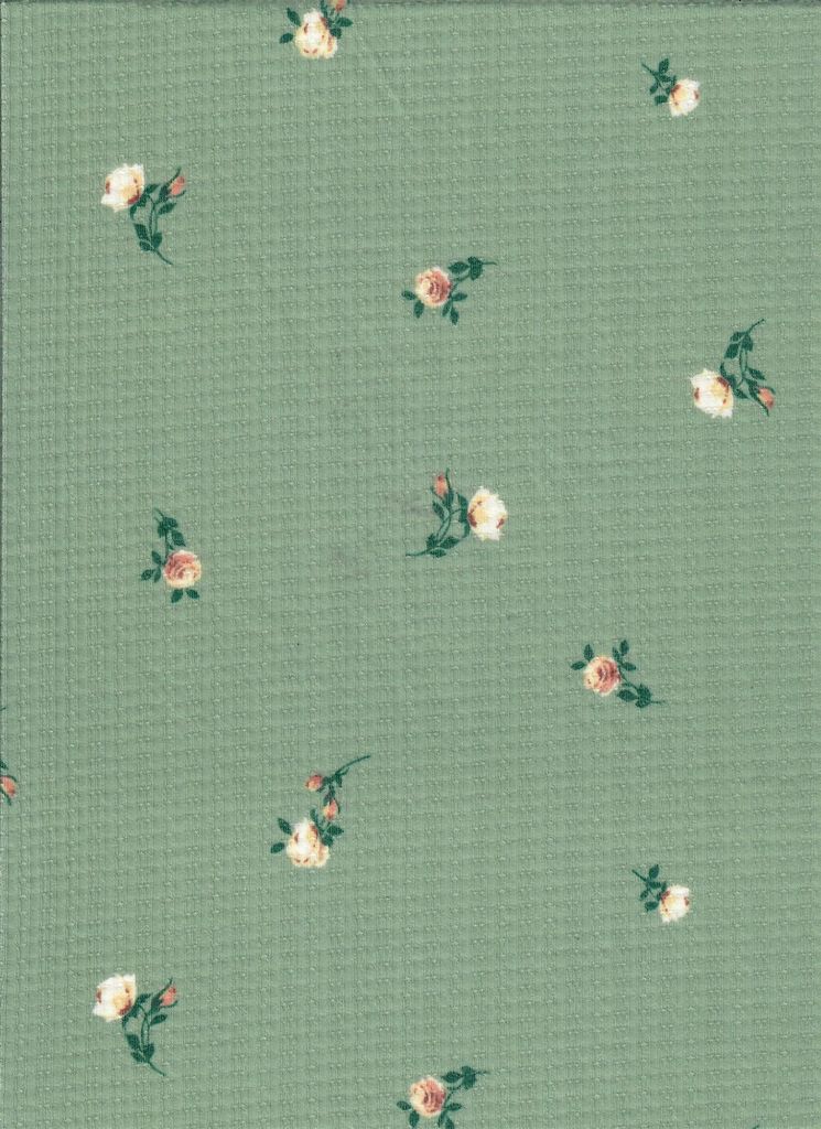 KNT3359-MS11372 / SAGE DK / 67%P 28%R 5%S POINTELLE DITSY RIB PRINT