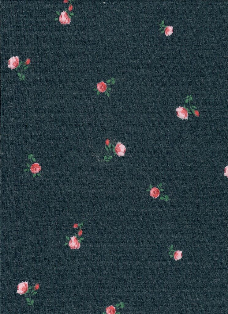 KNT3359-MS11372 / CHARCOAL / 67%P 28%R 5%S POINTELLE DITSY RIB PRINT