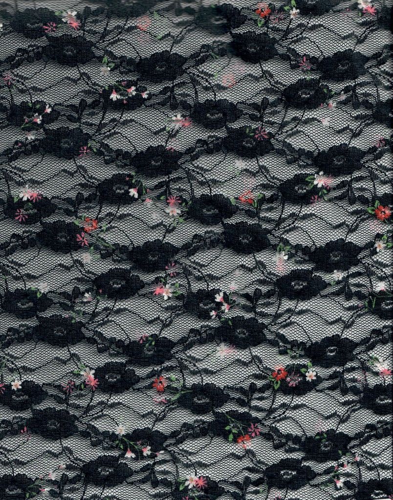 LACE4481-M11371 / BLACK / 92%P 8%S LACE DITSY PRINT/LACE DIGITAL PRINT