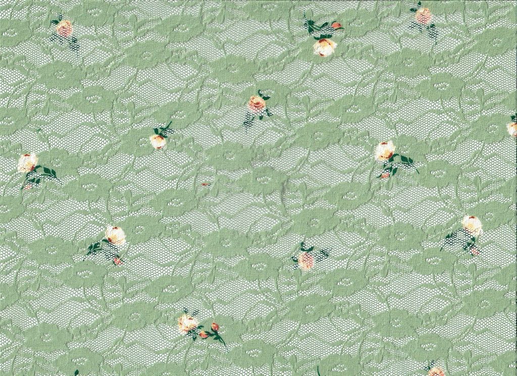 LACE4481-M11372 / SAGE / 92%POLY 8%SPAN LACE DITSY PRINT/ LACE PRINT