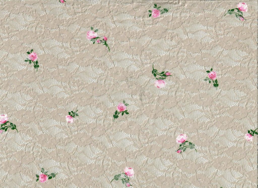 LACE4481-M11372 / TAUPE / 92%POLY 8%SPAN LACE DITSY PRINT/ LACE PRINT