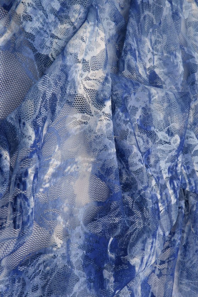 LACE1483-M11251 / INDIGO / 92%P 8%S Lace Abstract Digital Print/Abstract Print