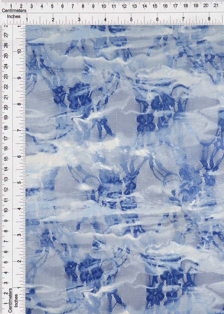 LACE1483-M11251 / INDIGO / 92%P 8%S Lace Abstract Digital Print/Abstract Print