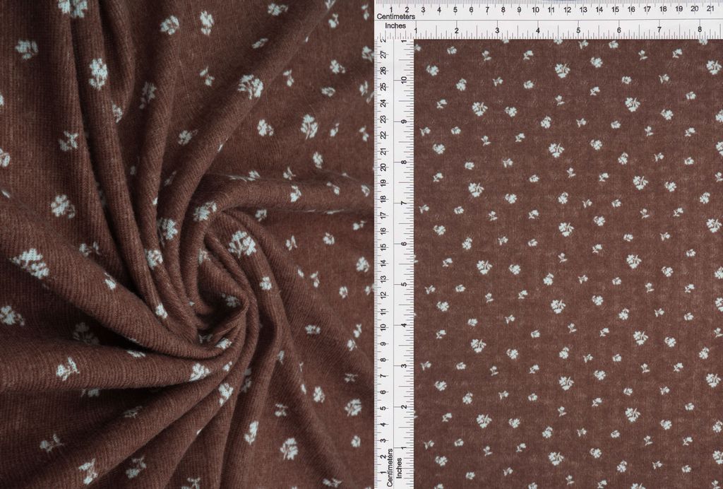 KNT4606-MS11366 / BROWN / 93%Poly 7%Span Cotton Style Ditsy Pointelle Print