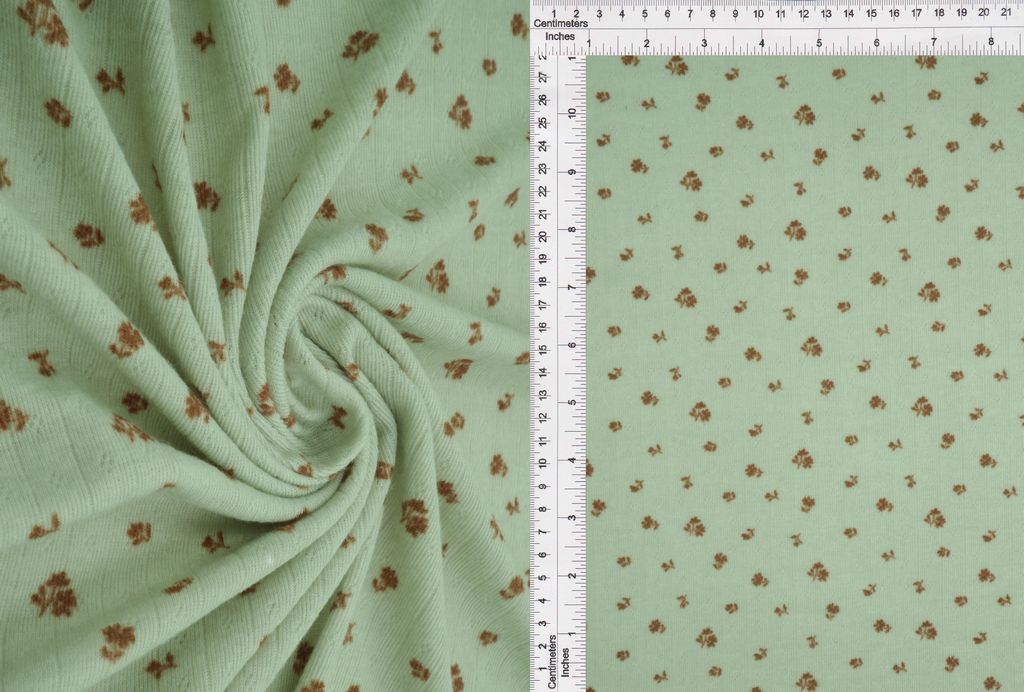 KNT4606-MS11366 / SAGE / 93%Poly 7%Span Cotton Style Ditsy Pointelle Print