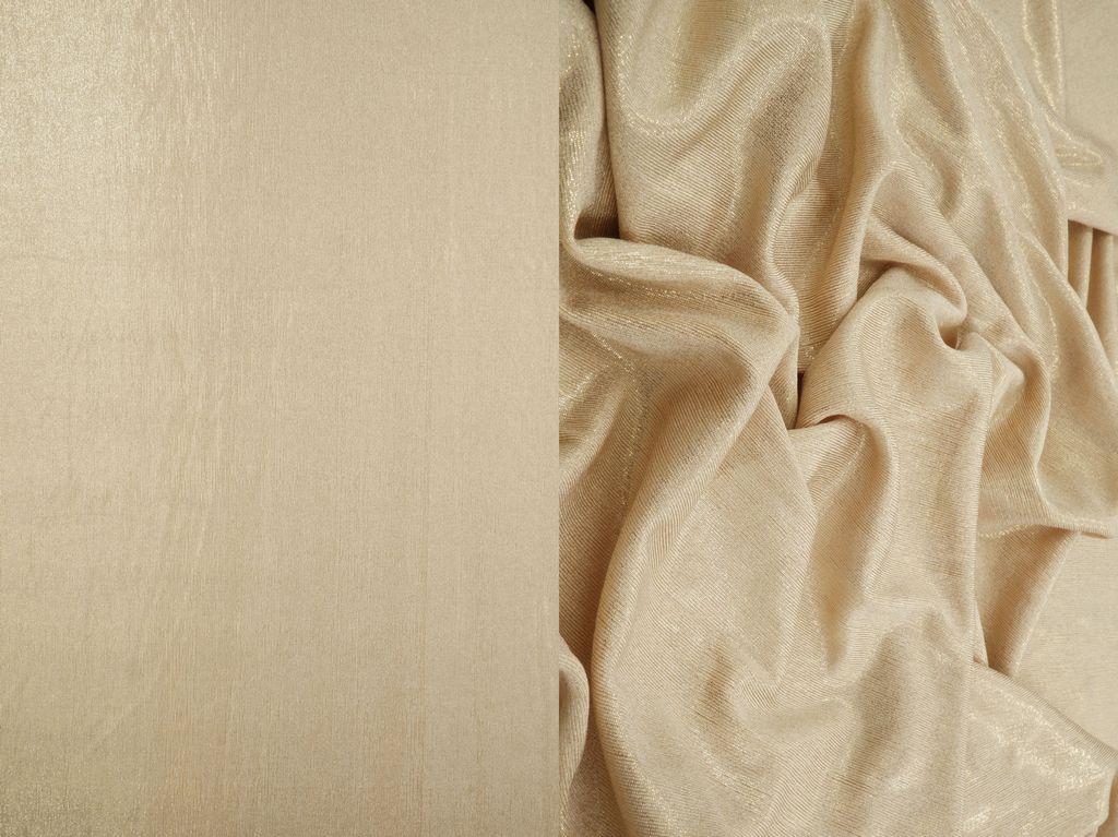 KNT3963-FOIL / TAUPE/GOLD / 91%POLY 9%SPAN SLINKY 1X1 RIB W/FOIL