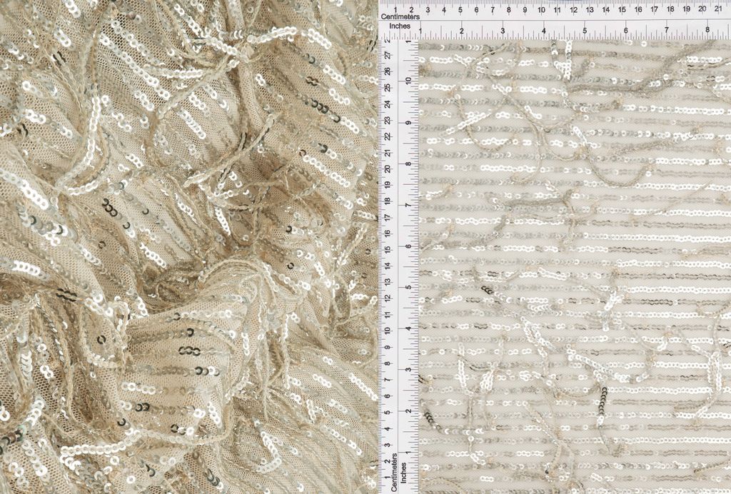 KNC-33540 / CREAM/SILVER / 93%POLY 7%SPAN EMBROIDERY