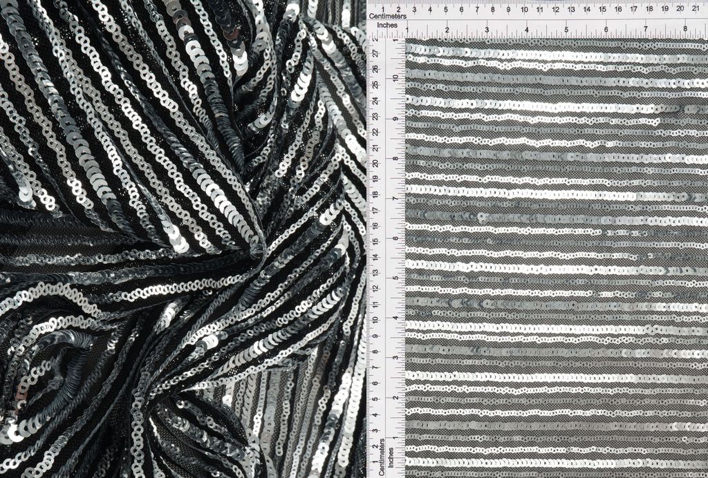 KNC-33544 / BLACK/SILVER / 93%POLY 7%SPAN EMBROIDERY