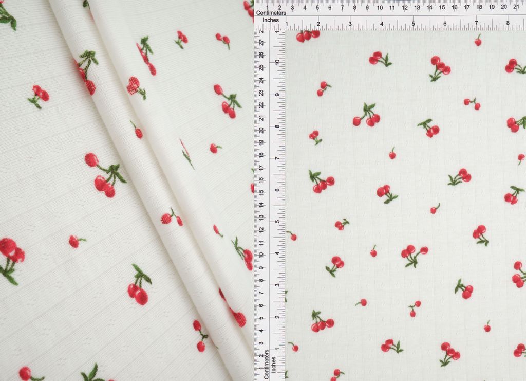 KNT4606-MS11374 / IVORY / 93%Poly 7%Span Cotton Style Cherry Pointelle Print