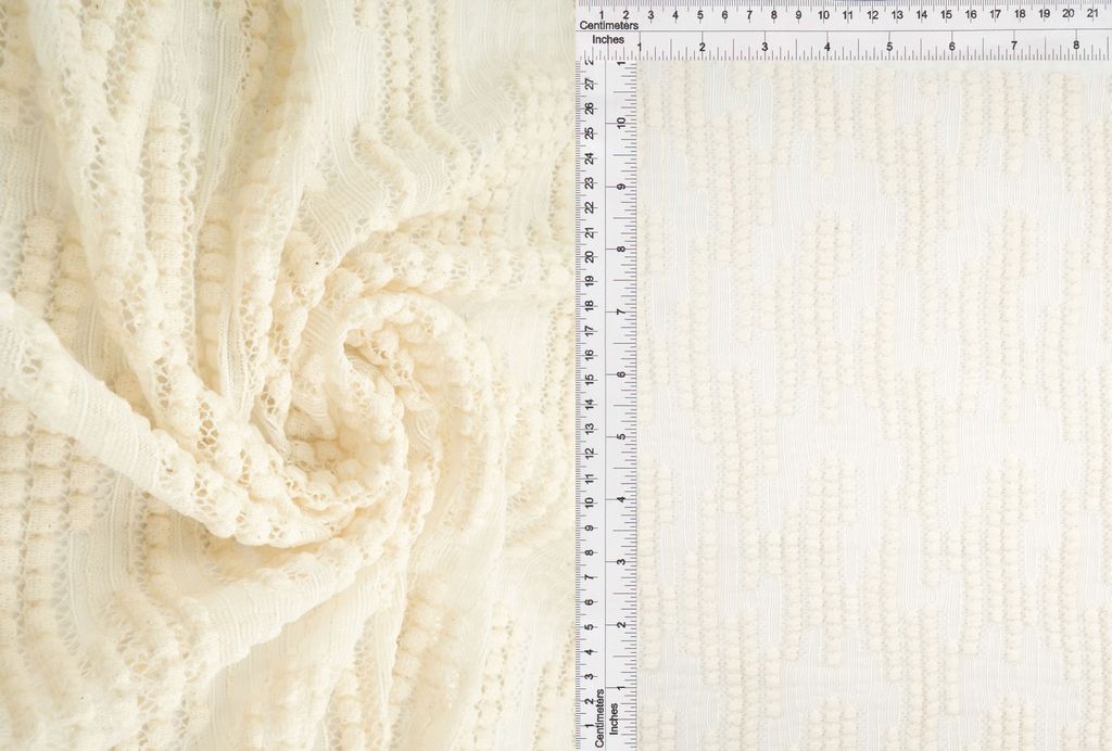 LACE4608 / IVORY / 63%NYLON 35%COTTON 2%SPAN BUBBLE LACE
