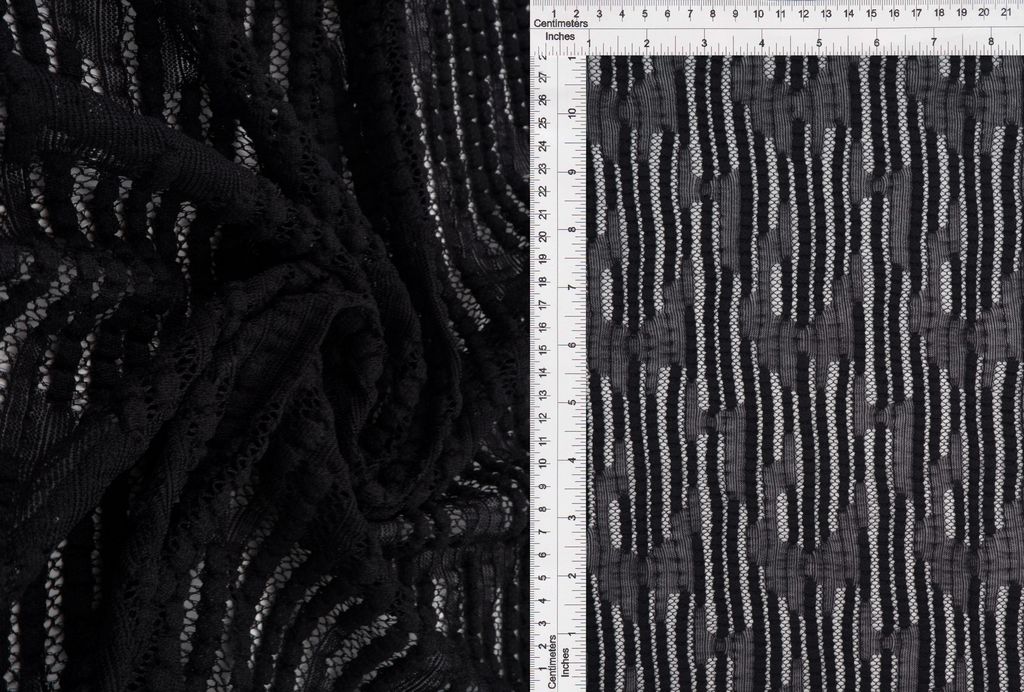 LACE4608 / BLACK / 63%NYLON 35%COTTON 2%SPAN BUBBLE LACE