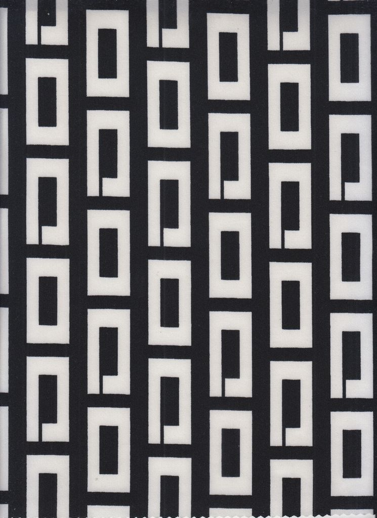 KNT4498-Q11011 / BLK/IVORY / 96%POLY 4%SPAN DTY GEO/RETRO/GREEK PRINT