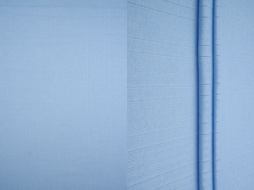 KNT4609 / BLUE LT / 65%POLY 35%RAYON COTTON STYLE POINTELLE RIB
