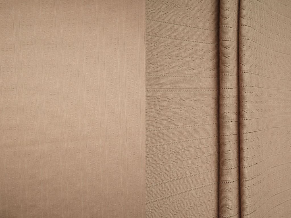 KNT4609 / KHAKI / 65%POLY 35%RAYON COTTON STYLE POINTELLE RIB
