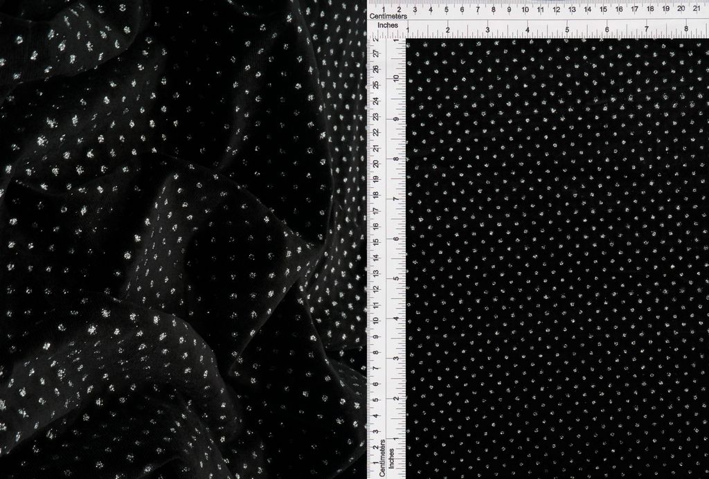 KNT4610 / BLACK / 97%POLY 3%SPAN VELVET MINI POLKA DOT GLITTER