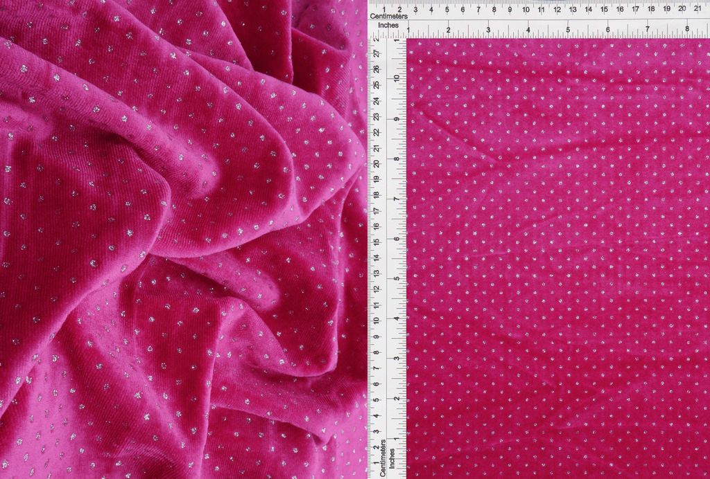 KNT4610 / FUCHSIA / 97%POLY 3%SPAN VELVET MINI POLKA DOT GLITTER