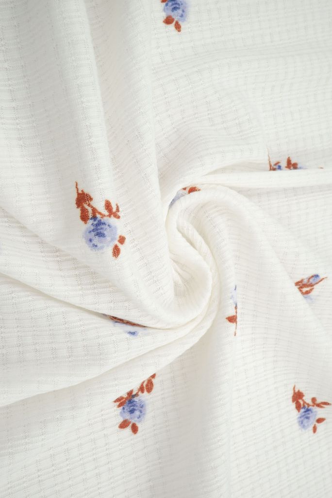 KNT3359-MS11372 / IVORY / 67%P 28%R 5%S POINTELLE DITSY RIB PRINT