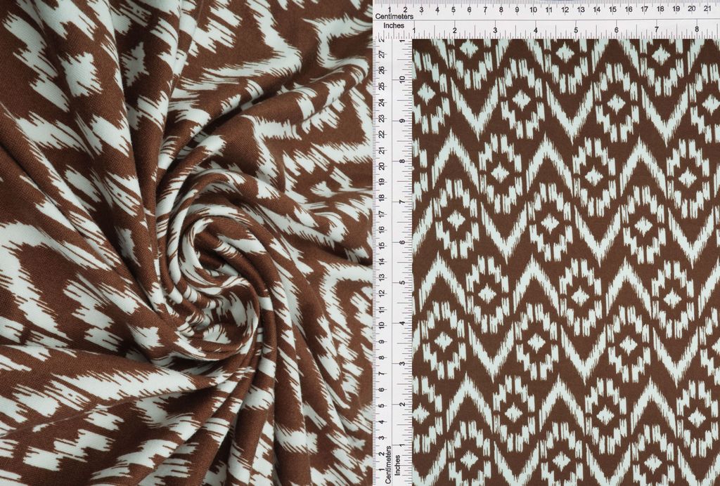 KNT2100-MS11196 / BROWN / 96%POLY 4%SPAN DTY BRUSH TRIBAL PRINT