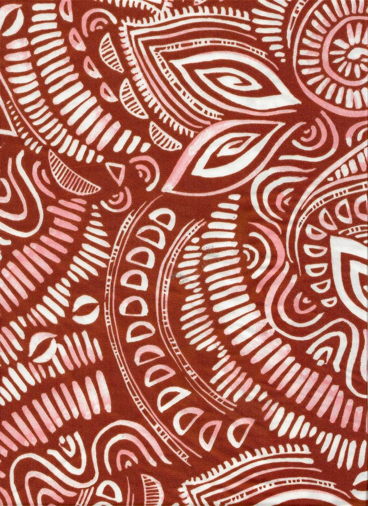 KNT4498-Q11007 / RUST / 96%POLY 4%SPAN DTY TRIBAL/ BOHO PRINT