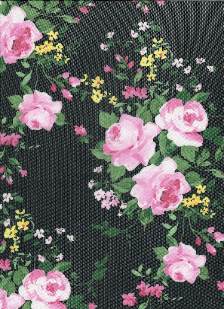 MESH-DU1683 / BLACK / 90%POLY 10%SPAN MESH DIGITAL FLORAL PRINT