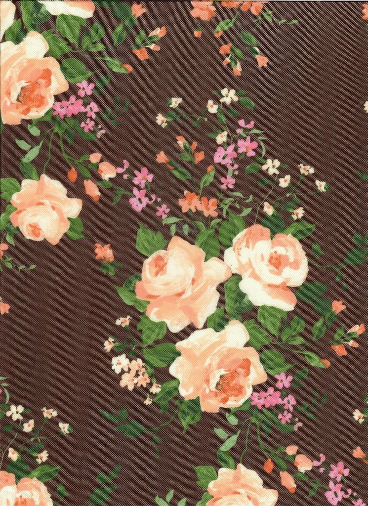 MESH-DU1683 / BROWN / 90%POLY 10%SPAN MESH DIGITAL FLORAL PRINT