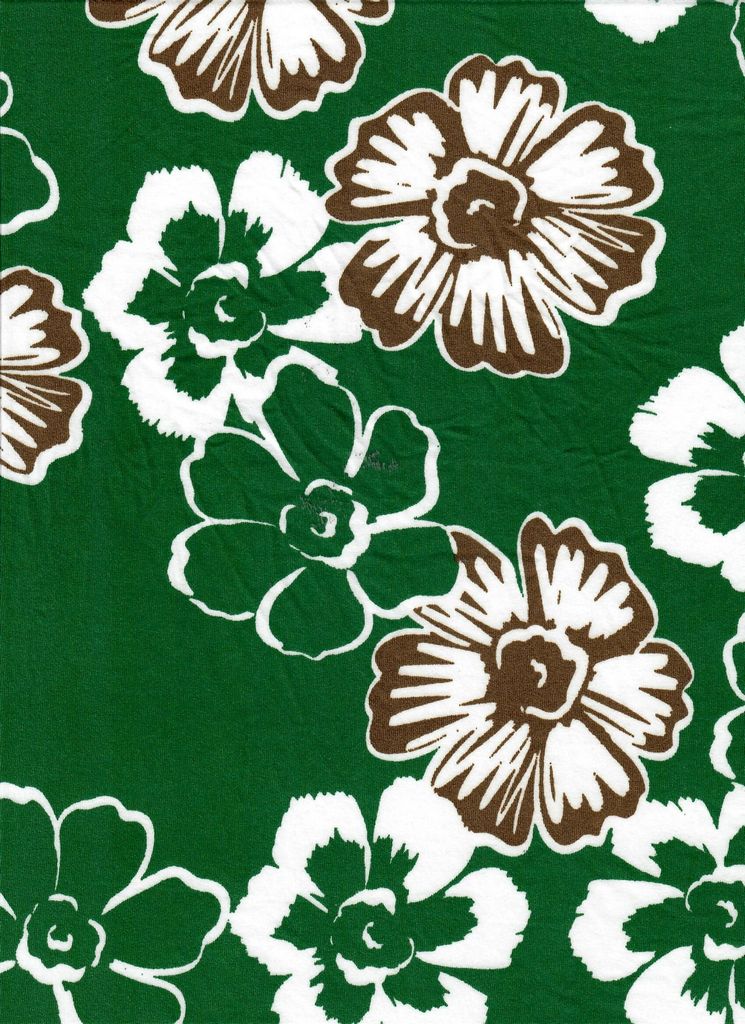 KNT4520-M11138B / GREEN / 96%POLY 4%SPAN DTY BRUSHED FLOWER PRINT