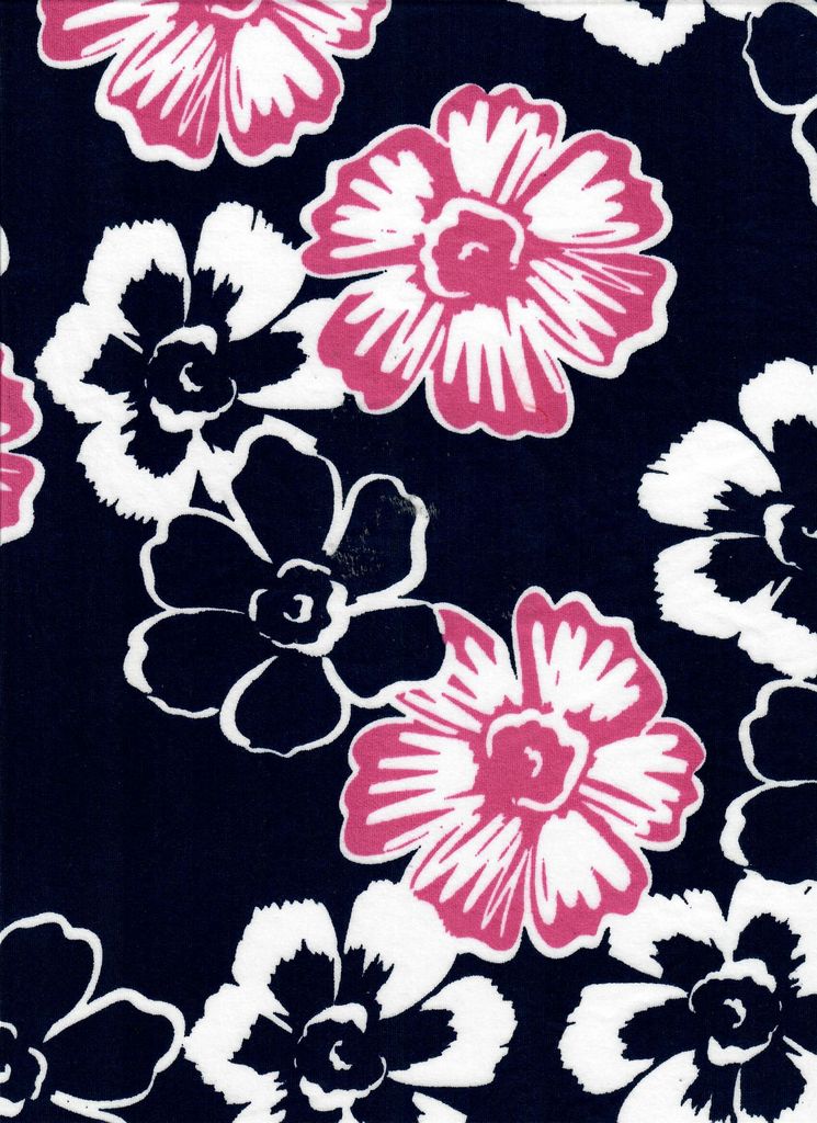 KNT4520-M11138B / NAVY / 96%POLY 4%SPAN DTY BRUSHED FLOWER PRINT
