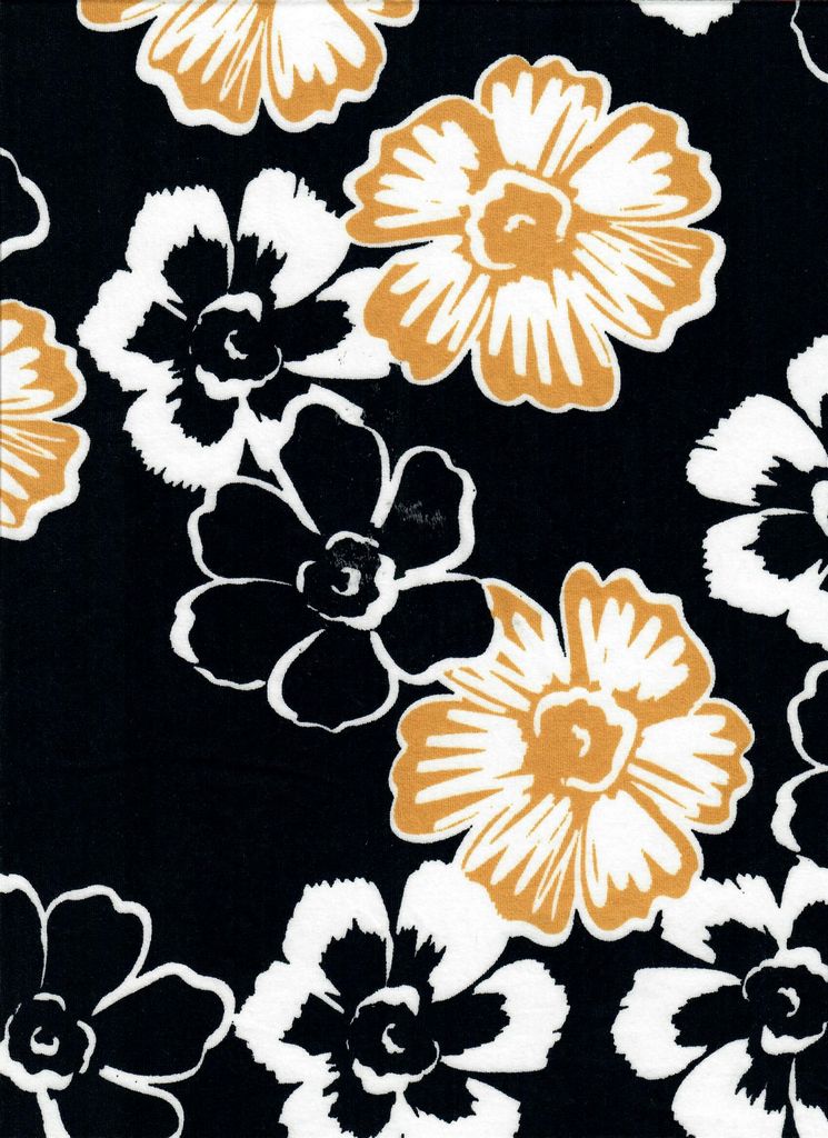 KNT4520-M11138B / BLACK / 96%POLY 4%SPAN DTY BRUSHED FLOWER PRINT
