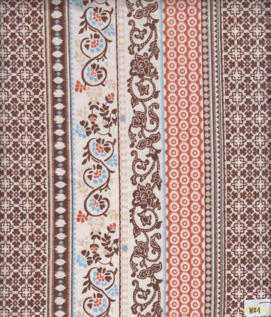 KNT4520-MS11329 / RUST / 96%POLY 4%SPAN DTY BRUSHED BOHO STRIPE PRINT