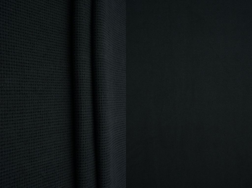 KNT4612 / BLACK / 97%POLY 3%SPANDEX 2x2 FLEECE WAFFLE SOLID