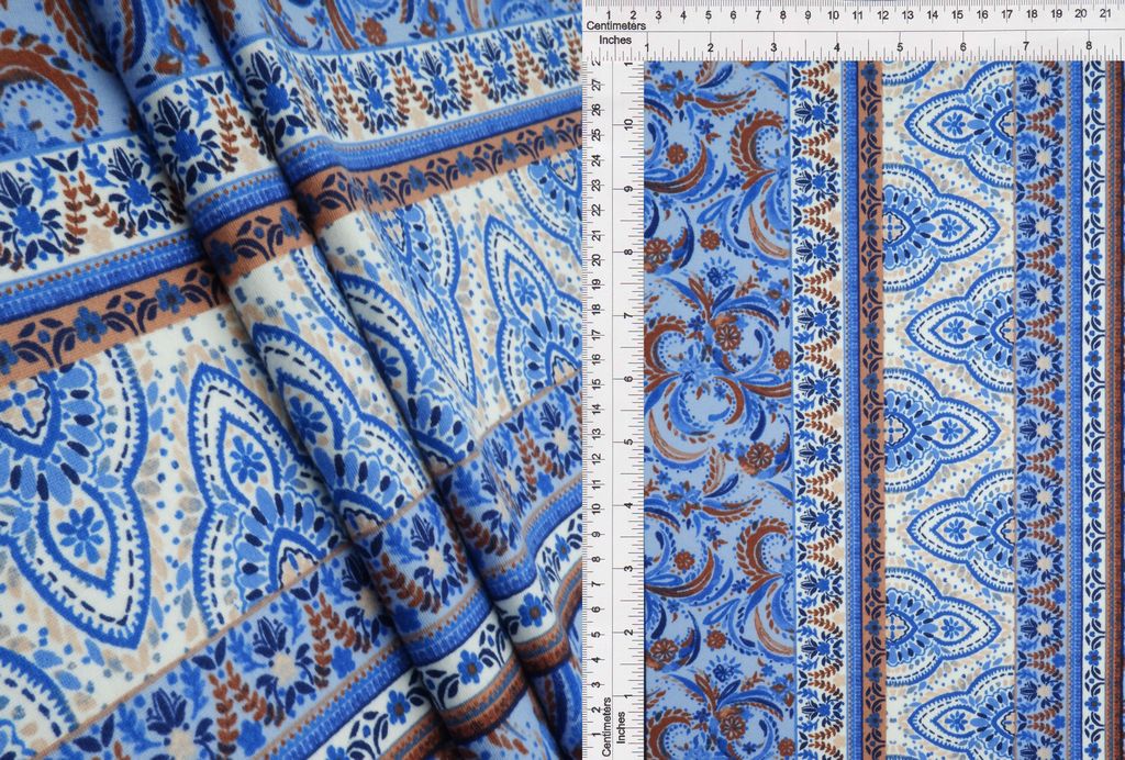 KNT4520-MS11382 / DENIM VINTAGE / 96%POLY 4%SPAN DTY BRUSHED BOHO PRINT