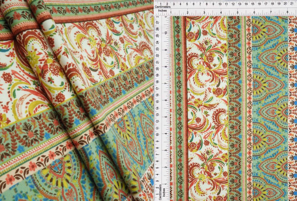 KNT4520-MS11382 / SAGE DK. / 96%POLY 4%SPAN DTY BRUSHED BOHO PRINT
