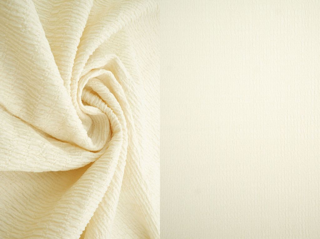 KNT4455 / CREAM / 95%POLY 5%SPAN SOLID CRINKLE JERSEY