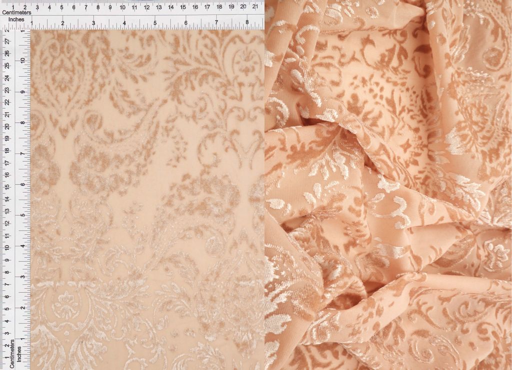 KNT3869-MS11379 / SAND / 65%P 27%N 8%S DEMASK/ WALL PAPER VELVET BURNOUT