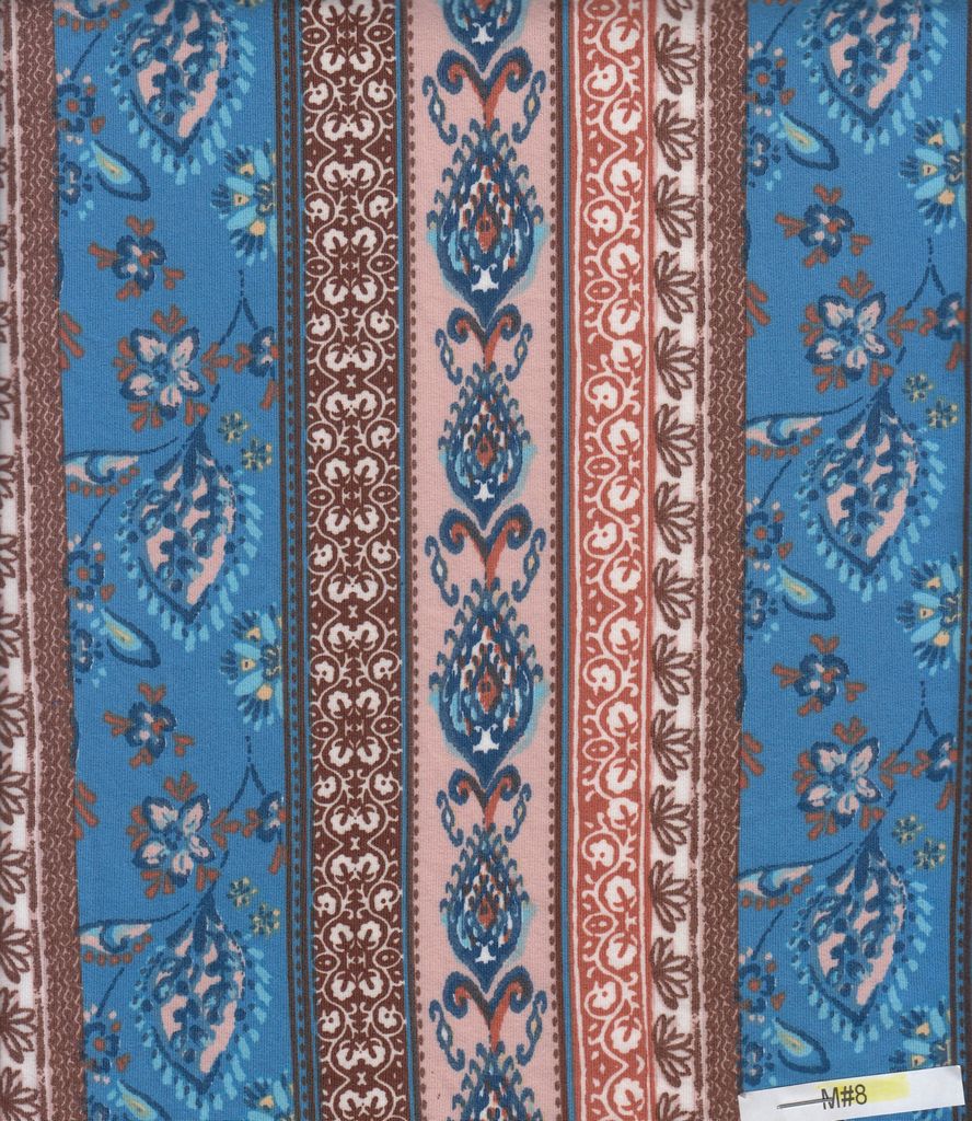 KNT4520-MS11330 / BLUE / 96%POLY 4%SPAN DTY BRUSHED BOHO STRIPE PRINT