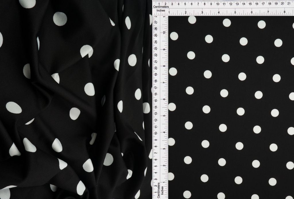 KNT4498-SE90548 / BLACK / 96%POLY 4%SPAN DTY POLKA DOTS PRINT
