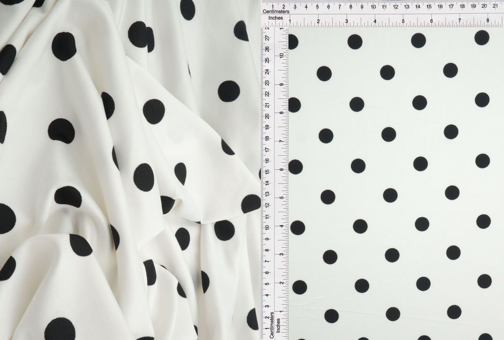KNT4498-SE90548 / IVORY / 96%POLY 4%SPAN DTY POLKA DOTS PRINT
