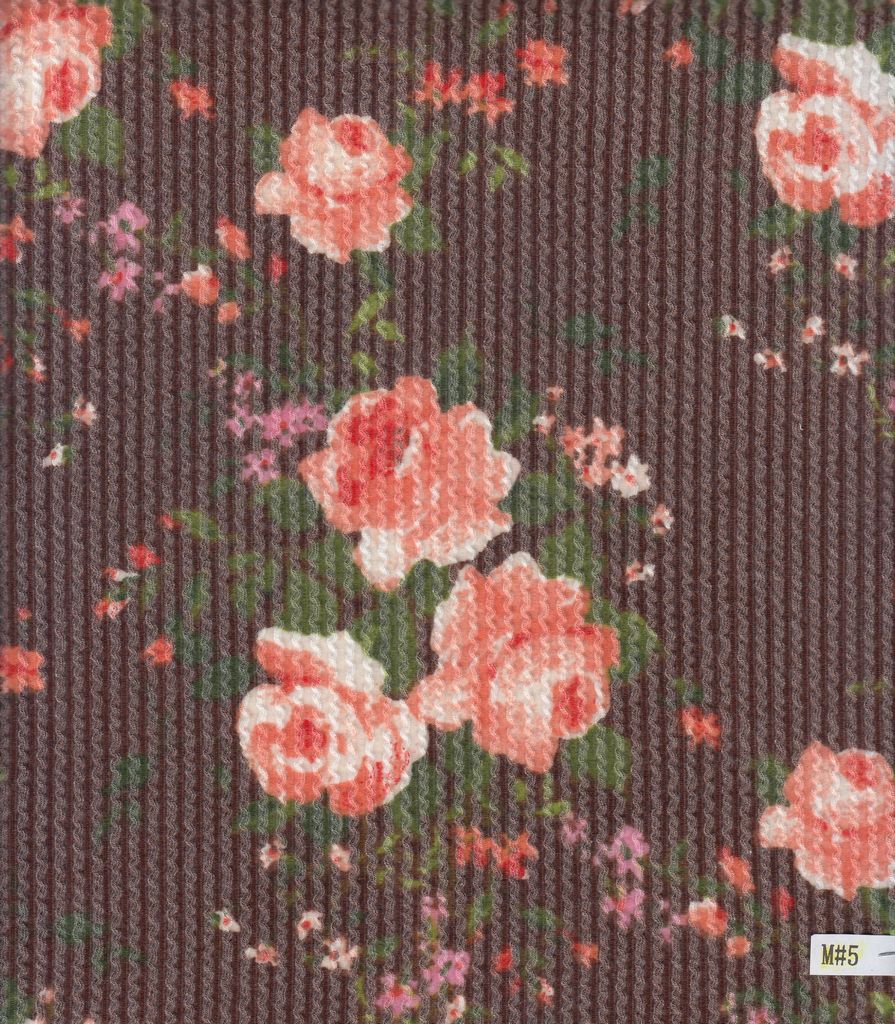 KNT4463-DU1683 / BROWN / 77%POLY 18%RAY 5%SP DOUBLE KNIT COZY FLOWER PRINT