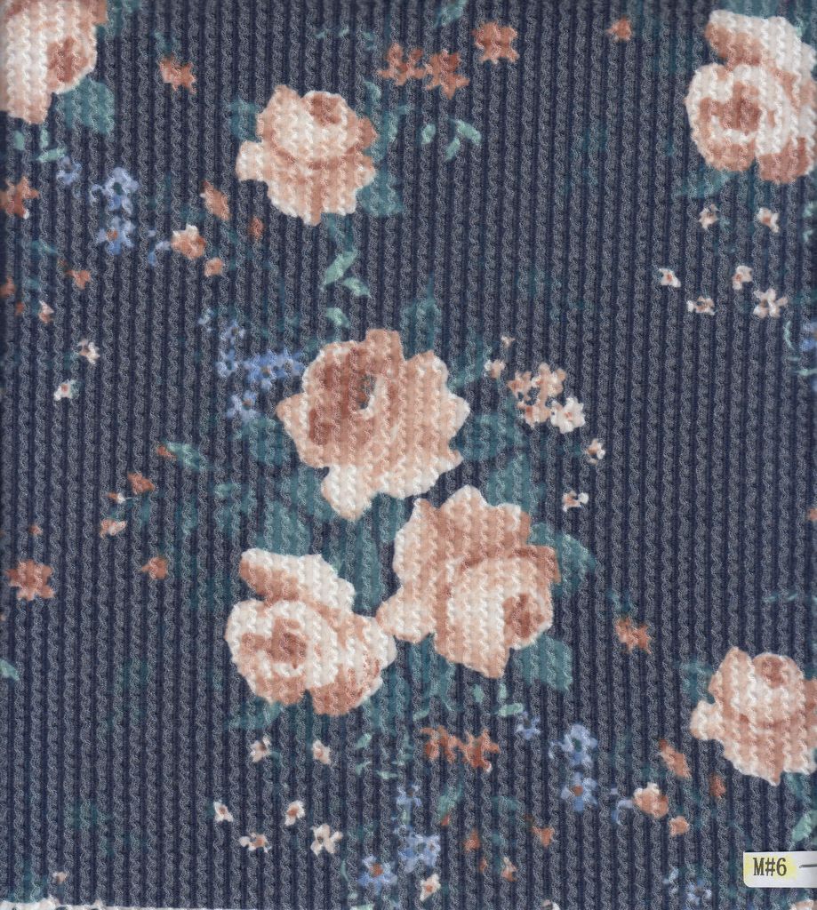 KNT4463-DU1683 / NAVY / 77%POLY 18%RAY 5%SP DOUBLE KNIT COZY FLOWER PRINT