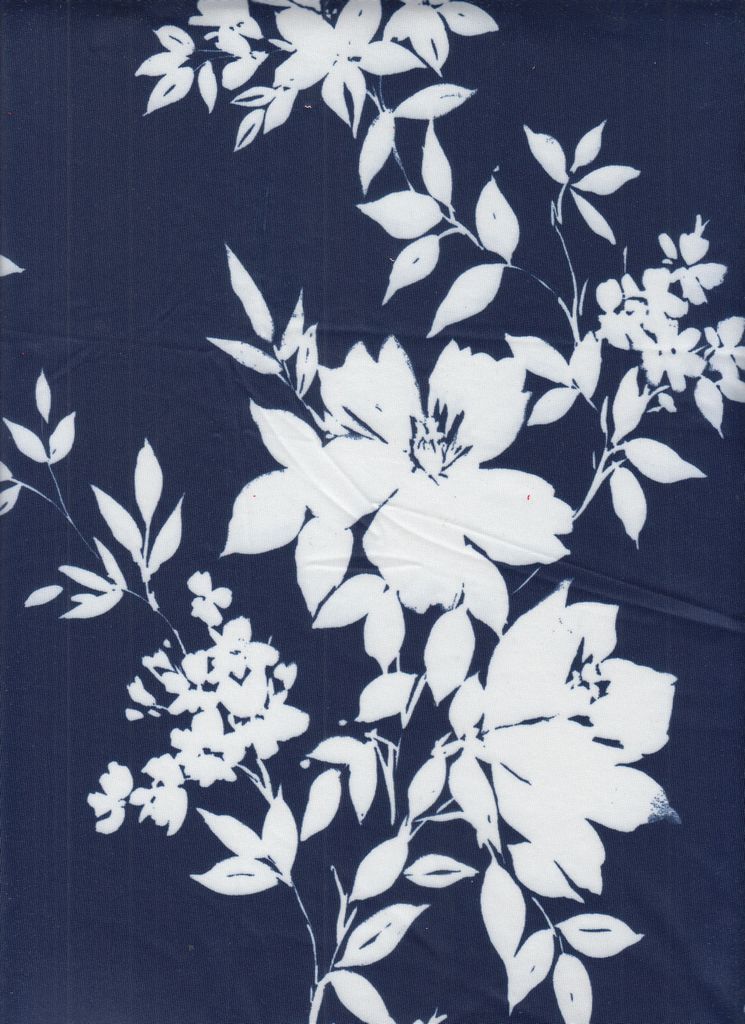 KNT4498-MS11055 / NAVY / 96%POLY 4%SPAN DTY DIGITAL FLORAL/FLOWER PRINT