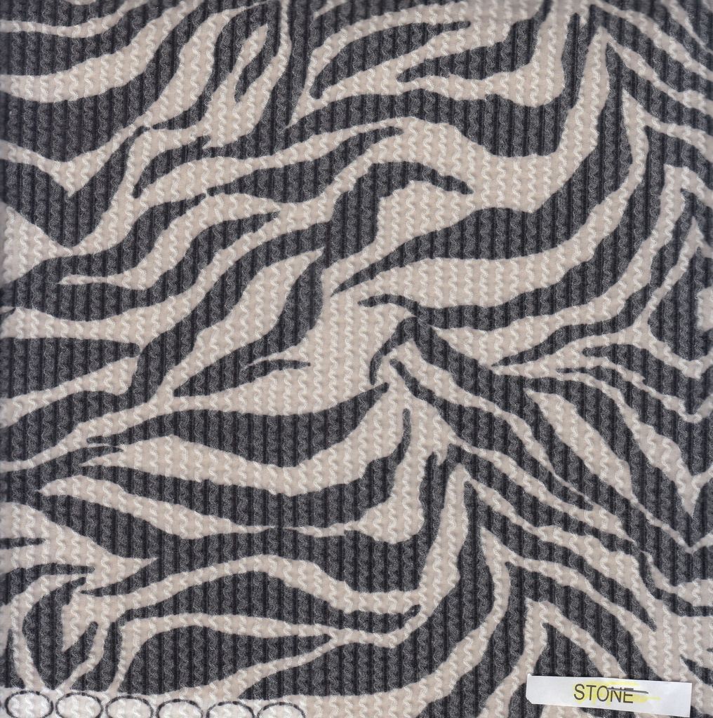 KNT4463-SE10238 / STONE / 77%POLY 18%RAY 5%SP DOUBLE KNIT COZY ZEBRA PRINT