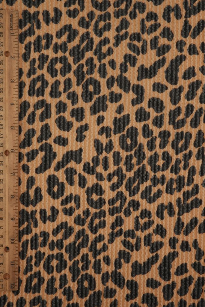 KNT4463-S304102 / CAMEL / 77%P 18%R 5%SP DOUBLE KNIT COZY ANIMAL PRINT