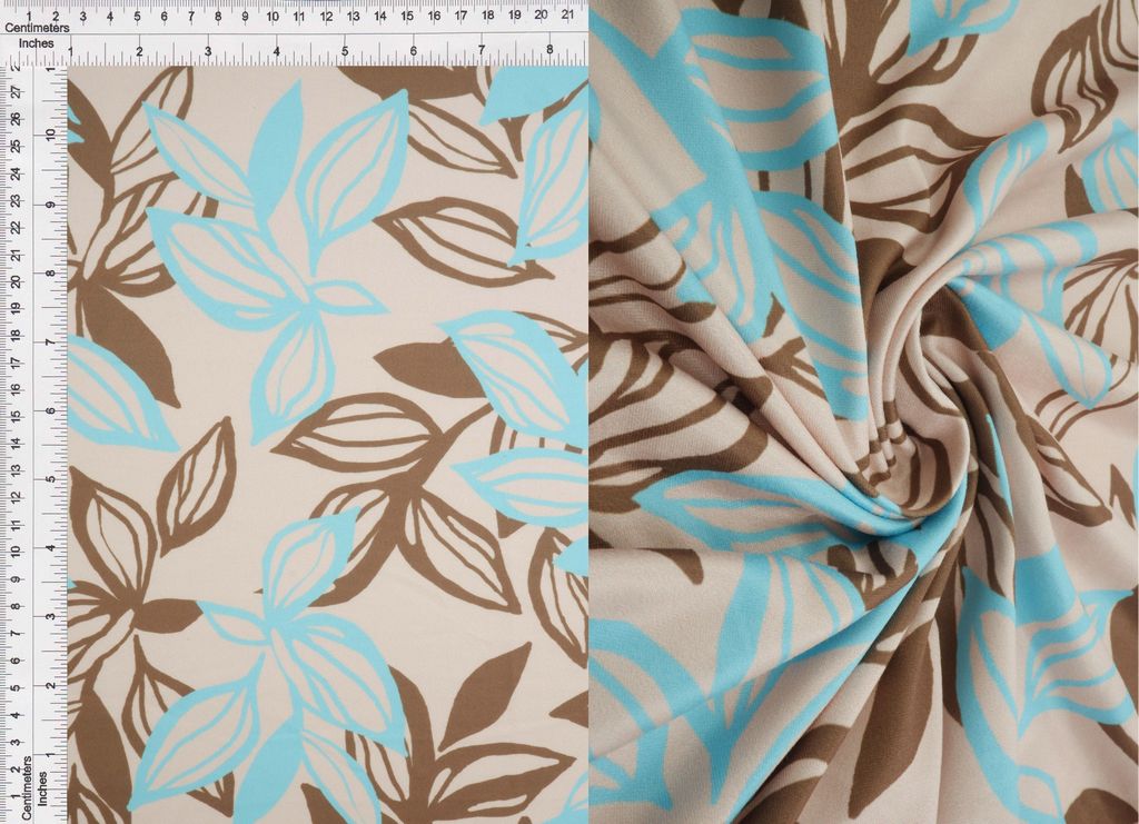 KNT4520-MS11313 / TAUPE / 96%POLY 4%SPAN DTY BRUSHED LEAF DIGITAL PRINT