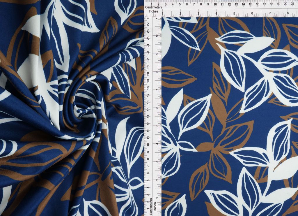 KNT4520-MS11313 / NAVY / 96%POLY 4%SPAN DTY BRUSHED LEAF DIGITAL PRINT