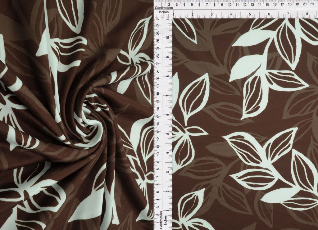 KNT4520-MS11313 / BROWN / 96%POLY 4%SPAN DTY BRUSHED LEAF DIGITAL PRINT