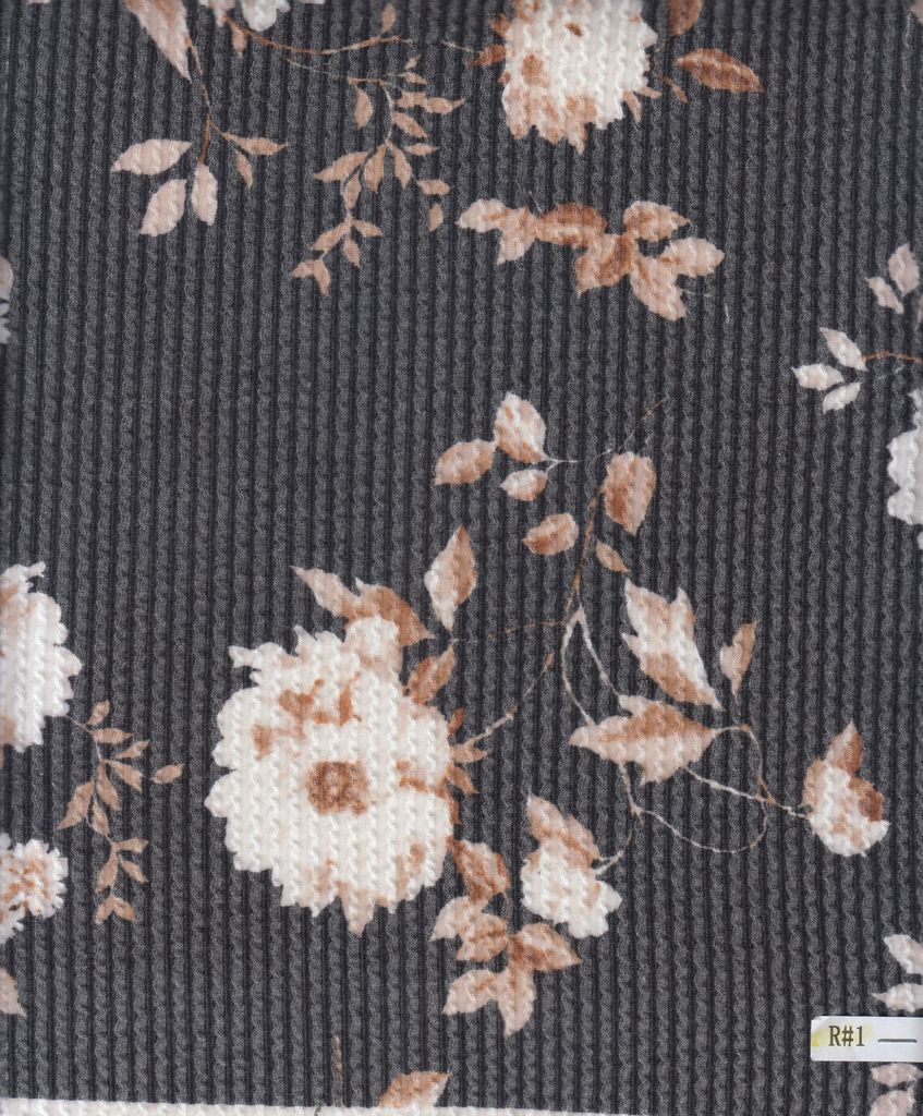 KNT4463-MS11153 / BLACK / 77%POLY 18% RAYON 5% SPAN DOUBLE KNIT FLOWER PRINT
