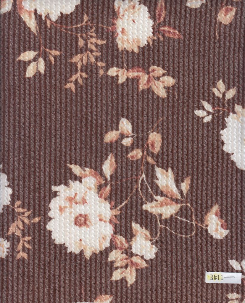 KNT4463-MS11153 / BROWN / 77%POLY 18% RAYON 5% SPAN DOUBLE KNIT FLOWER PRINT