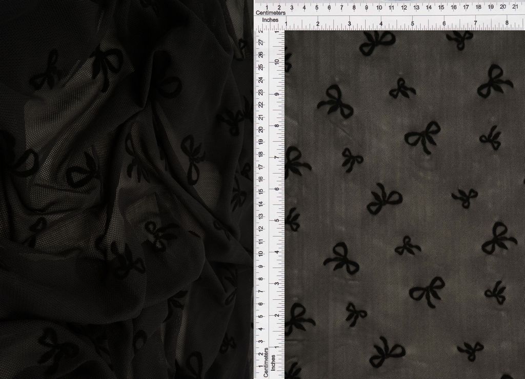 FLOCK-MS11411 / BLACK / 90%POLY 10%SPAN BOW FLOCKING MESH